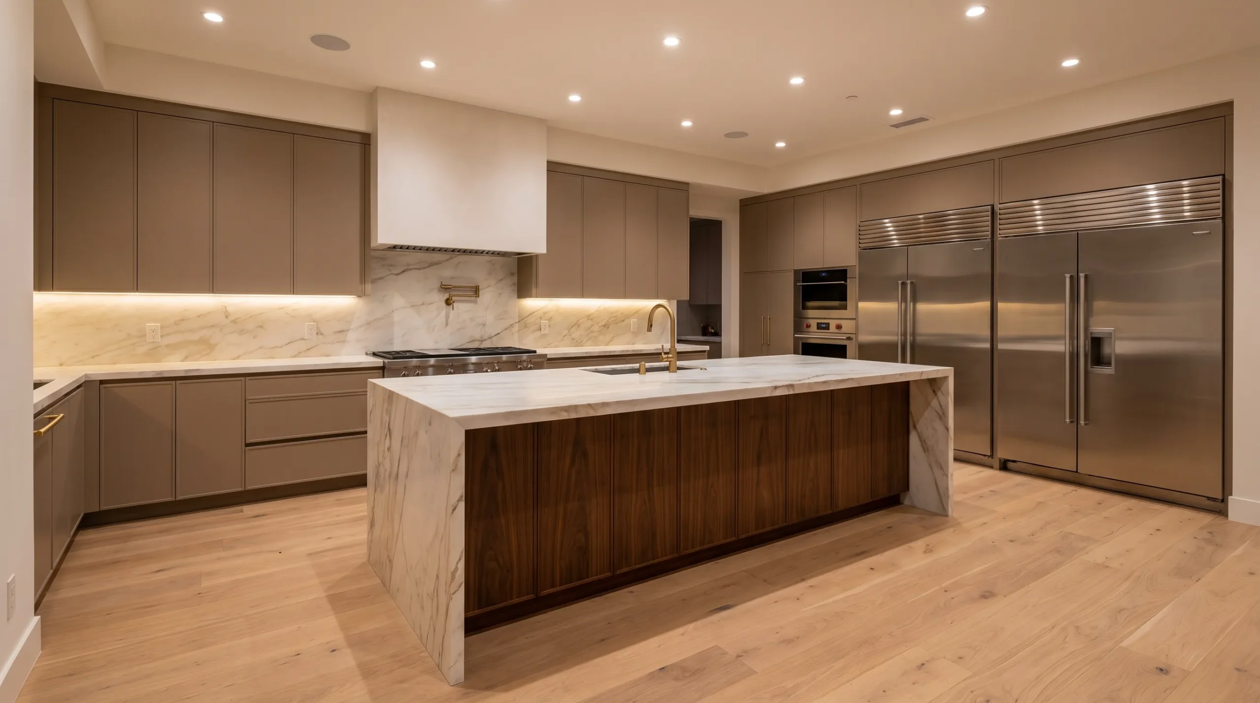 Kitchen island with wood cabinetry