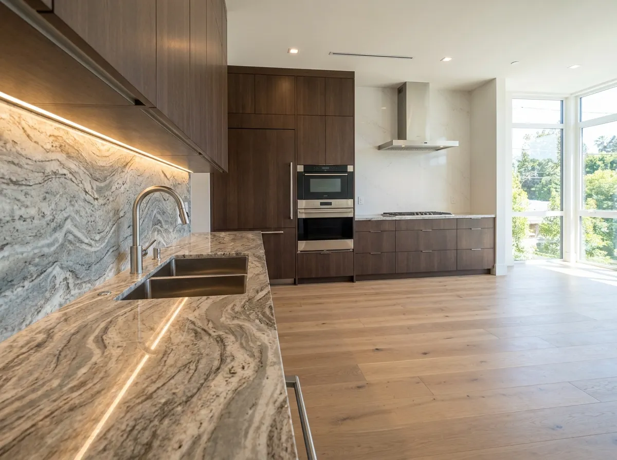 Granite countertop with an undermount sink