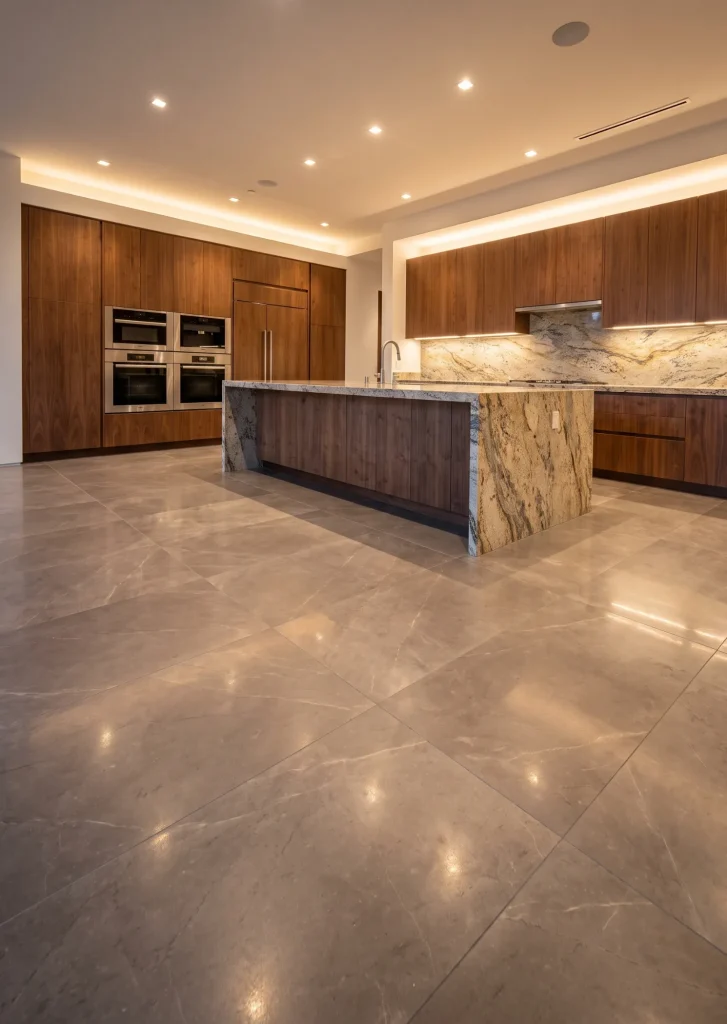 In our kitchen services flooring is also a main part that help you to your safety of the sliping
